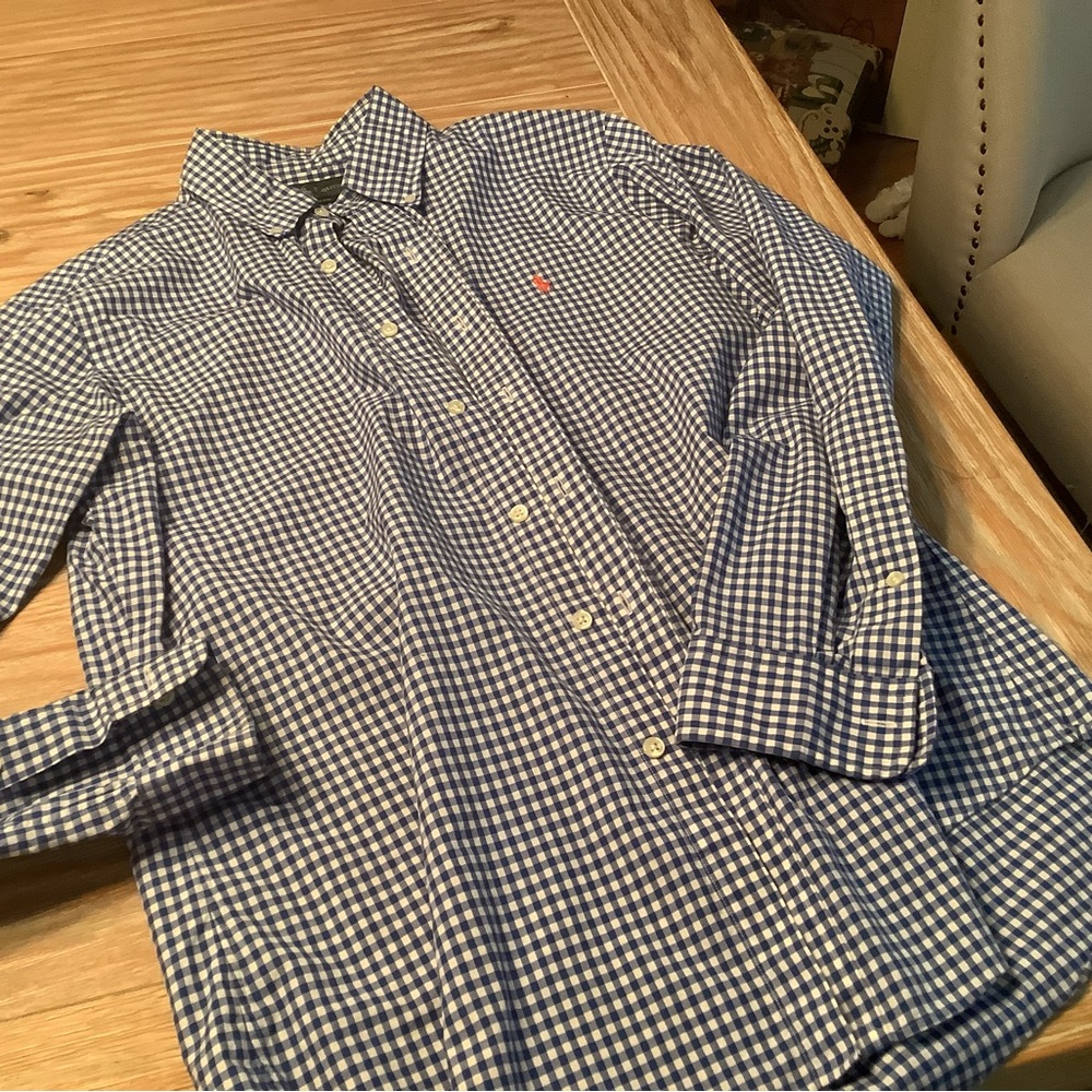 Ralph Lauren Navy and White Gingham Button-Down Shirt